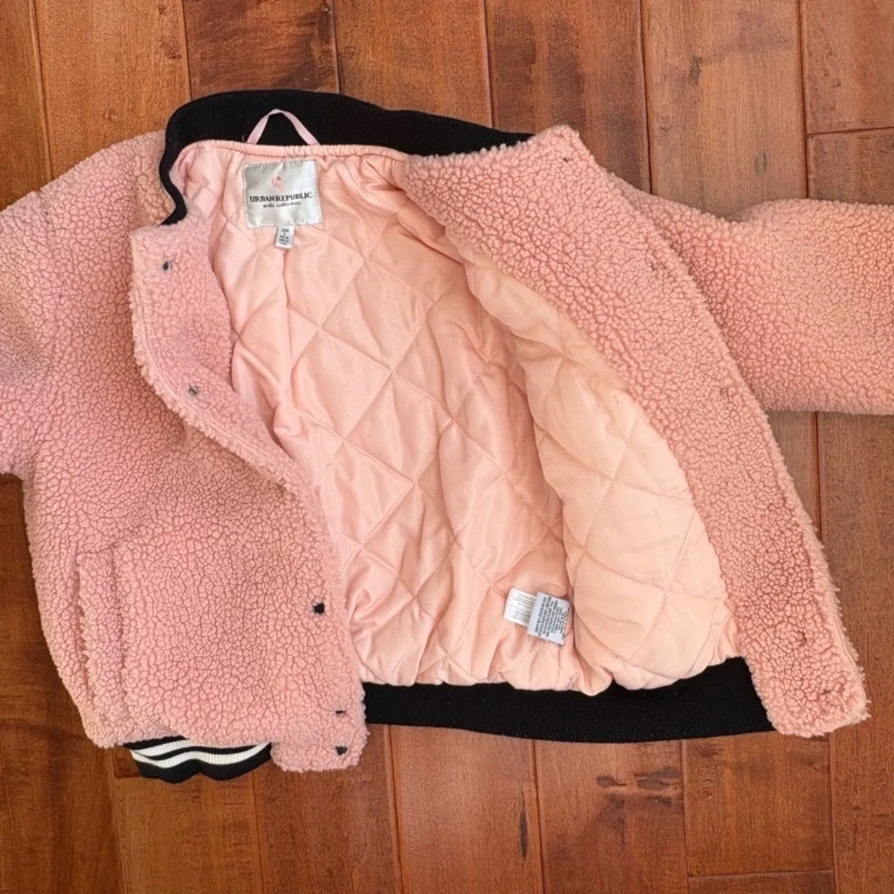 Urban Republic Sherpa Varsity Jacket‎ Girls L 14/16 Pink 5024
